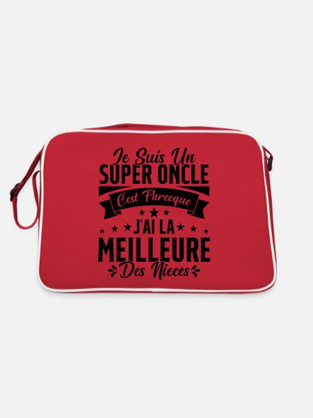 Un Super Oncle Cadeau Humour Nièce Tonton - Sac Retro - rouge/blanc - Dos