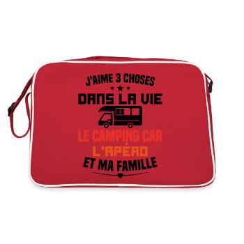 le camping car l'apéro et ma famille Humour Cadeau - Sac Retro - rouge/blanc - Dos
