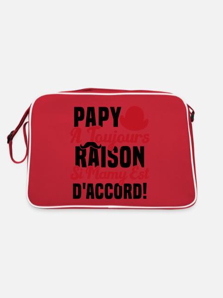 Papy A Toujours Raison Drôle Grand Père Humour - Sac Retro - rouge/blanc - Dos