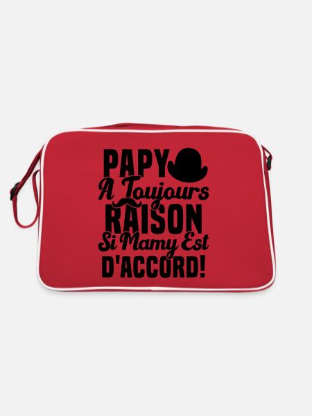 Papy A Toujours Raison Drôle Grand Père Humour - Sac Retro - rouge/blanc - Dos