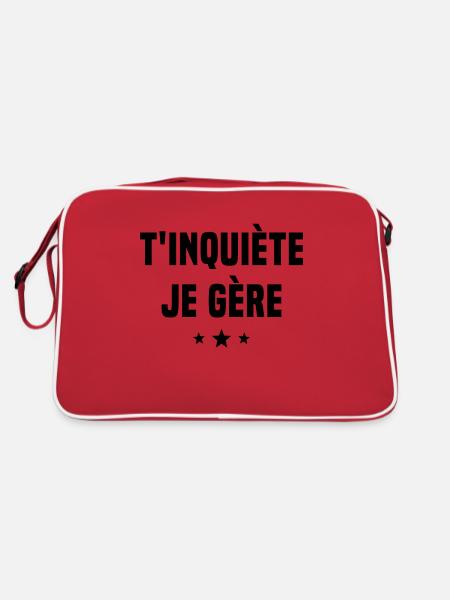 T'inquiète Je Gère Cadeau Humour - Sac Retro - rouge/blanc - Dos