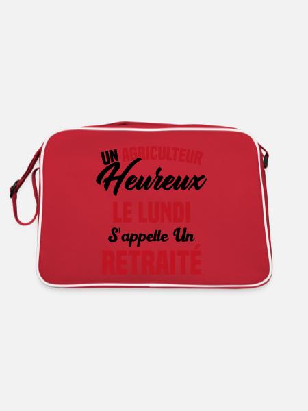 Agriculteur Heureux le lundi S'appelle un Retraité - Sac Retro - rouge/blanc - Dos