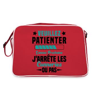 J'arrête les conneries humour - Sac Retro - rouge/blanc - Dos