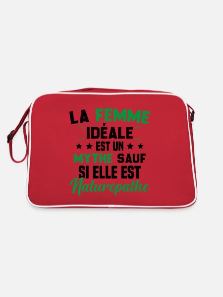 La femme idéale est un mythe sauf naturopathe - Sac Retro - rouge/blanc - Dos