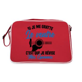 Si je me gratte le ventre humour guitariste - Sac Retro - rouge/blanc - Dos