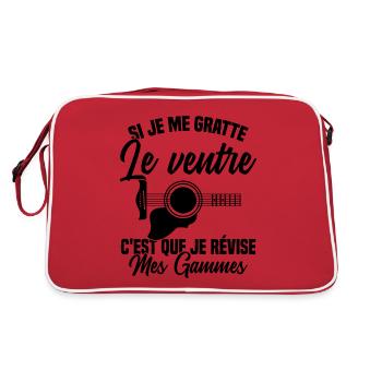 Si je me gratte le ventre humour guitariste - Sac Retro - rouge/blanc - Dos