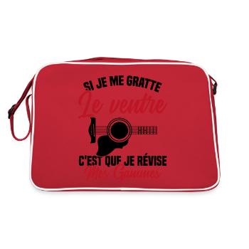 Si je me gratte le ventre humour guitariste - Sac Retro - rouge/blanc - Dos