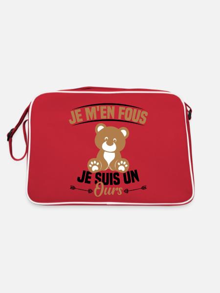 Je M'en Fous Je Suis Un Ours - Sac Retro - rouge/blanc