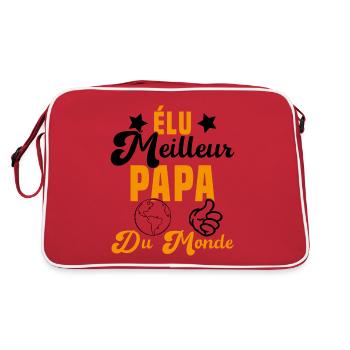 Élu Meilleur Papa Du Monde Fête Des Pères - Sac Retro - rouge/blanc - Dos