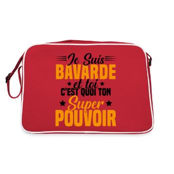 Fille Bavarde Phrase Drôle Super Pouvoir Cadeau - Sac Retro - rouge/blanc - Dos
