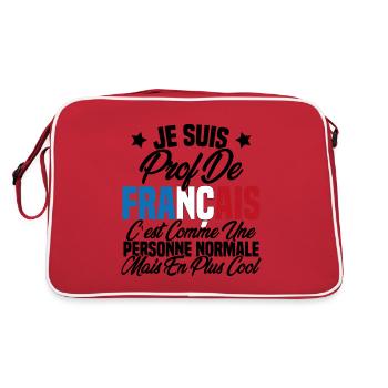 Je suis prof de français Cadeau Prof - Sac Retro - rouge/blanc - Dos