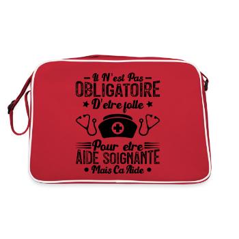 Folle et aide-soignante Humour Aide-soignante - Sac Retro - rouge/blanc - Dos