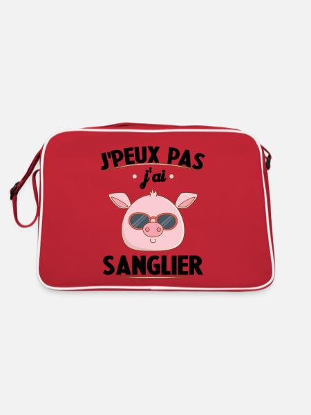 Je Peux Pas J'ai Sanglier Cadeau Chasseur - Sac Retro - rouge/blanc - Dos