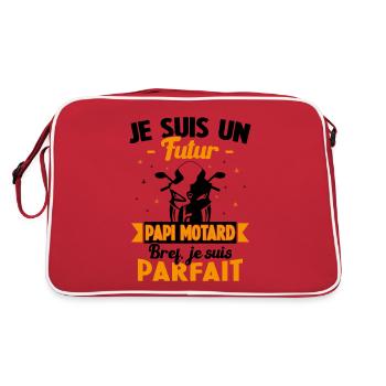 Je suis un futur Papi motard bref je suis parfait - Sac Retro - rouge/blanc - Dos