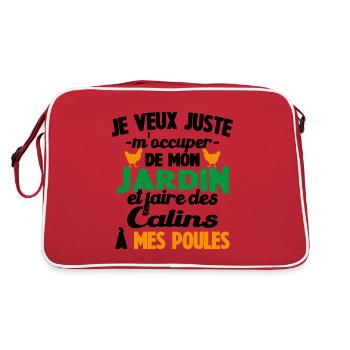 M'occuper de mon jardin Cadeau jardinier poules - Sac Retro - rouge/blanc - Dos