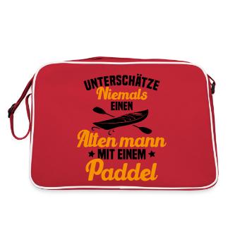 Vieil homme avec pagaie Humour Cadeau - Sac Retro - rouge/blanc - Dos