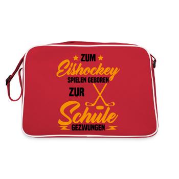 Né pour jouer au hockey forcé d’aller à l’école - Sac Retro - rouge/blanc - Dos