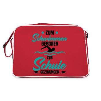 Né pour nager Forcé d'aller à l'école - Sac Retro - rouge/blanc - Dos