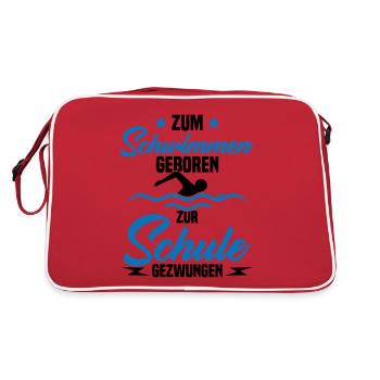 Né pour nager Forcé d'aller à l'école - Sac Retro - rouge/blanc - Dos