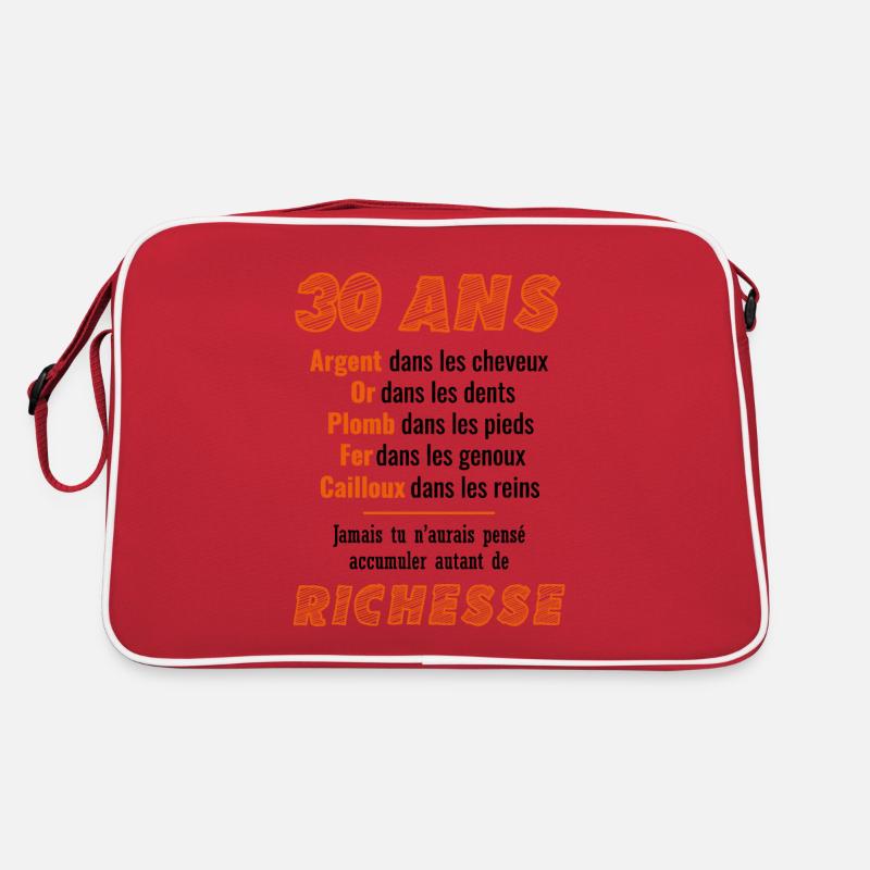 30 Ans Anniversaire Drôle Idée Cadeau - Sac Retro - rouge/blanc