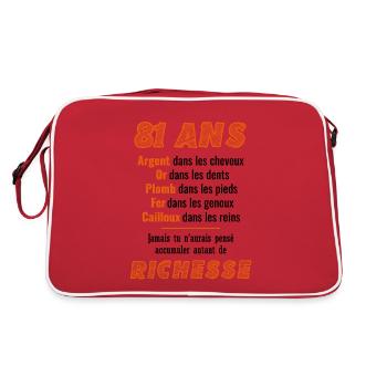 81 Ans Anniversaire Drôle Idée Cadeau - Sac Retro - rouge/blanc - Dos