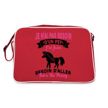 cadeau cheval poney besoin d'aller faire du poney - Sac Retro - rouge/blanc - Dos