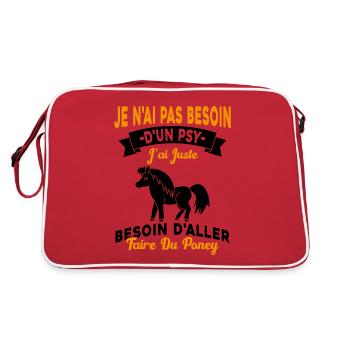 cadeau cheval poney besoin d'aller faire du poney - Sac Retro - rouge/blanc - Dos