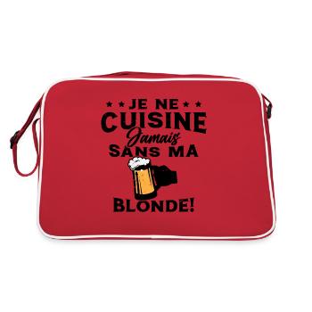 Je Ne Cuisine Jamais Sans Ma Blonde Humour - Sac Retro - rouge/blanc - Dos