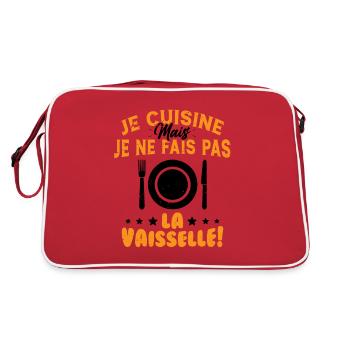 Je Cuisine Mais Je Ne Fais Pas La Vaisselle Humour - Sac Retro - rouge/blanc - Dos