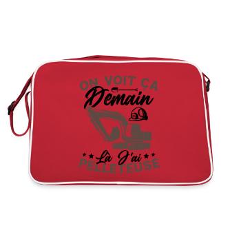 On voit ça demain là J'ai pelleteuse Humour Cadeau - Sac Retro - rouge/blanc - Dos