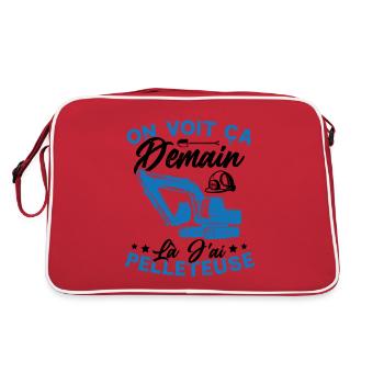 On voit ça demain là J'ai pelleteuse Humour Cadeau - Sac Retro - rouge/blanc - Dos