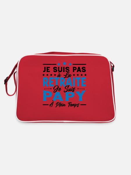 Je ne suis pas retraité je suis papy à plein temps - Sac Retro - rouge/blanc - Dos