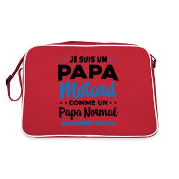 Homme Papa Motard Humour Cadeau motocycliste - Sac Retro - rouge/blanc - Dos