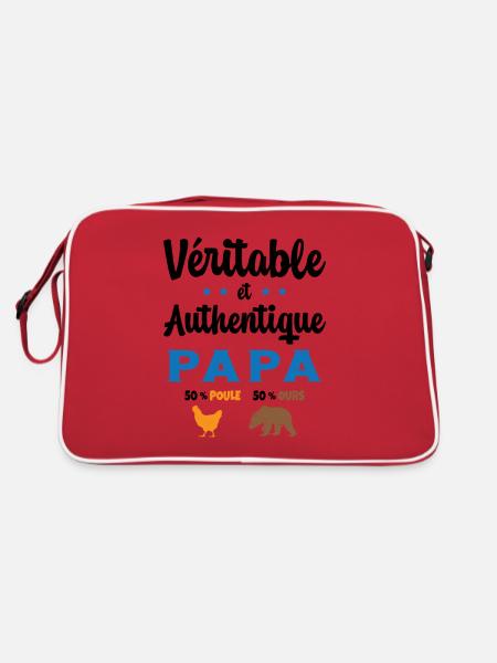 Homme Véritable et Authentique Papa Poule et Ours - Sac Retro - rouge/blanc - Dos