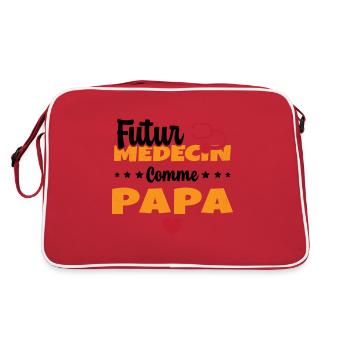 Futur Médecin Comme Papa Humour Docteur - Sac Retro - rouge/blanc - Dos