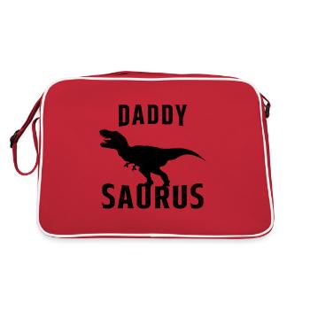 Papa saurus Humor Vatertagsgeschenk - Retro Tasche - Rot/Weiß - Hinten
