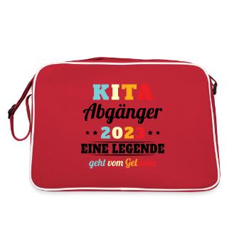 Kita Abgänger 2023 Schule Kind Schule - Retro Tasche - Rot/Weiß - Hinten