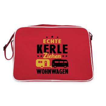 echte kerle ziehen wohnwagen - Retro Tasche - Rot/Weiß - Hinten