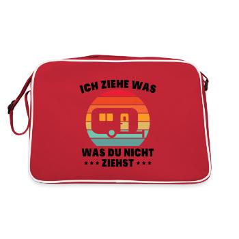 Ich ziehe was was du nicht ziehst Wohnwagen Camper - Retro Tasche - Rot/Weiß - Hinten