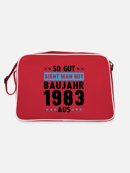 Geschenk Geburtstag 1983 Frau Mann Geschenkidee - Retro Tasche - Rot/Weiß - Hinten