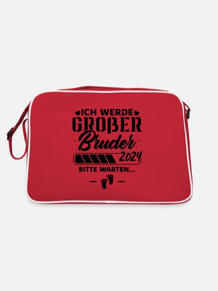 Ich werde Großer Bruder 2024 - Retro Tasche - Rot/Weiß - Hinten