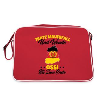 Trotz Mauerfall Und Wende Ossi Bis Zum Ende - Retro Tasche - Rot/Weiß - Hinten