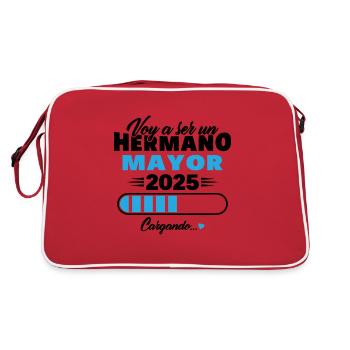 Ich werde 2025 ein großer Bruder sein - Retro Tasche - Rot/Weiß - Hinten