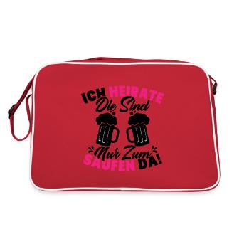 ich heirate die sind nur zum saufen da - Retro Tasche - Rot/Weiß - Hinten