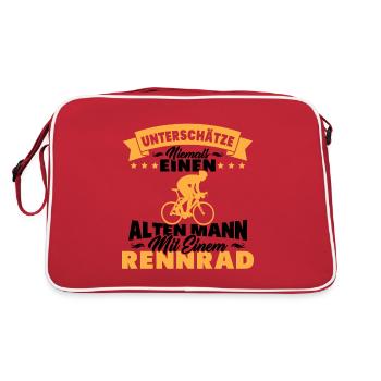 Alten mann mit einem Rennrad - Retro Tasche - Rot/Weiß - Hinten