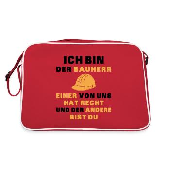 Bauherr Hausbau Hauskauf - Retro Tasche - Rot/Weiß - Hinten