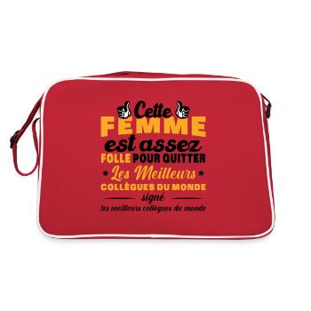 Départ Collègue de Travail Nouvel Emploi Retraite - Sac Retro - rouge/blanc - Dos