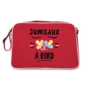 Jumeaux A Bord Future Maman Annonce Grossesse - Sac Retro - rouge/blanc - Dos