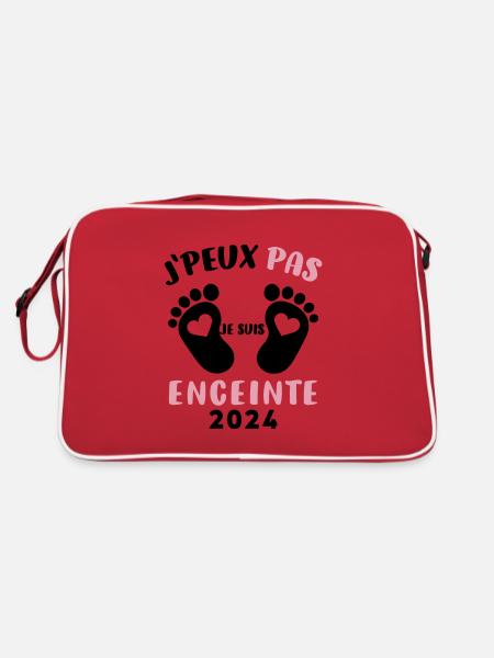 Cadeau Drôle Future Maman 2024 Annonce Grossesse - Sac Retro - rouge/blanc