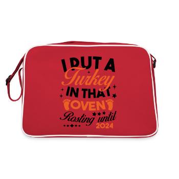 Ich stecke einen Truthahn in den Ofen 2024 - Retro Tasche - Rot/Weiß - Hinten